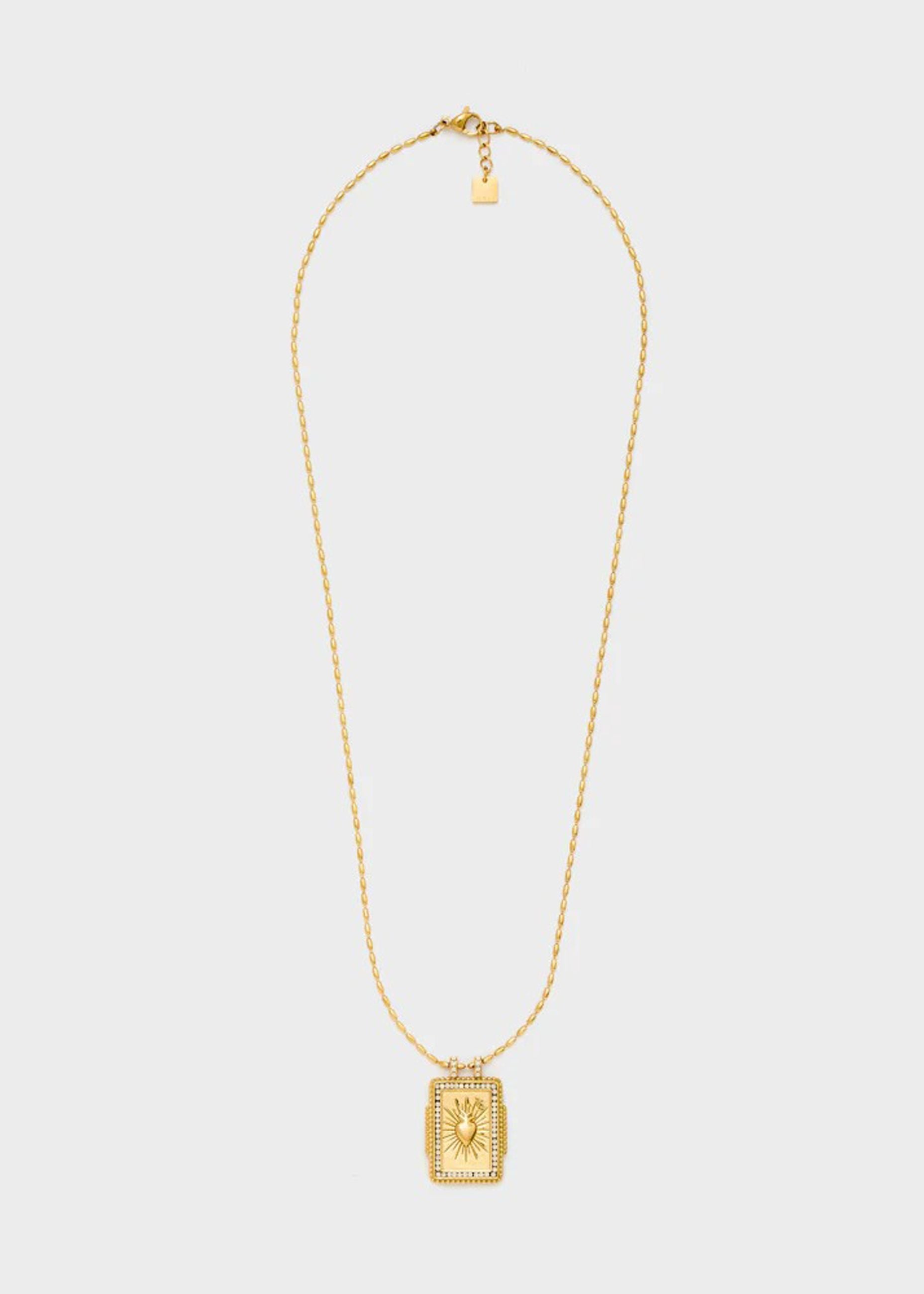 Collana Nali' Medaglietta Cuore e Pietre PWCL0021 Bianco/Oro