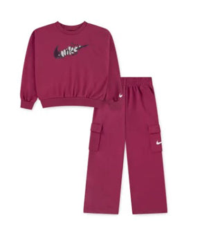Tuta NIKE Po Crew Cargo Ft Pant Set 16N377 Fucsia Unisex bambino