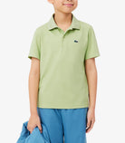 Polo Lacoste DJ0824 verde unisex bambino - tecnologia Ultra Dry, poliestere elasticizzato, taglie 8A-16A