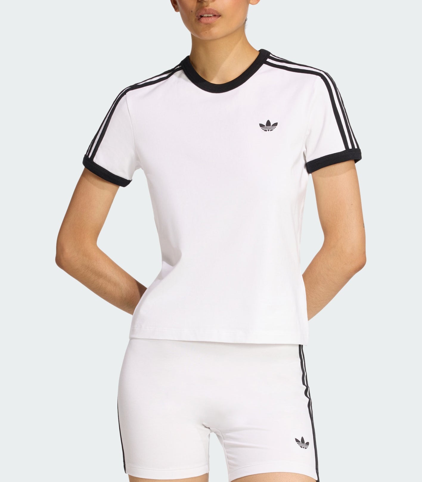T-Shirt Adidas 3-Stripes Slim KD3683 White/Black Donna
