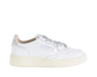 AUTRY Medalist Low AULW SW02 sneakers donna pelle bianca lurex argento