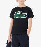 T-shirt Lacoste TJ0803 nero unisex bambino - coccodrillo XXL stampato, tecnologia Ultra Dry, taglie 8A-16A