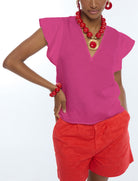 Blusa con volant manica corta Lola Casdemunt LS2615099 Fuxia