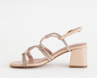 Sandalo con tacco Bibi Lou Quail 958Z00HG nude da donna, tomaia in tessuto con strass e similpelle
