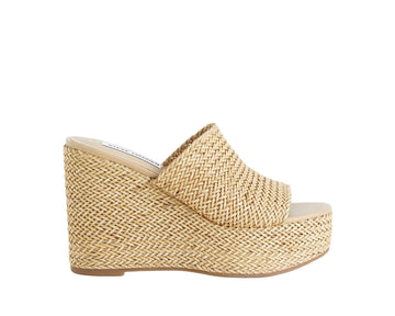 Sandalo con zeppa CASSI Steve Madden raffia naturale donna