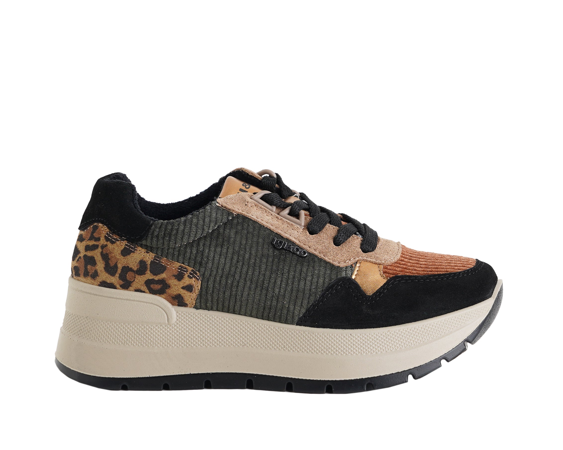 Sneakers con zeppa IGI&CO 8677600 Nero/Verde Donna