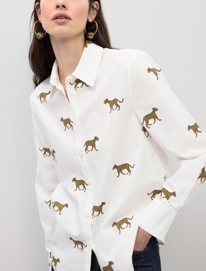 Camicia con stampa leopardata Lola Casademunt LS2615059 Bianco/Marrone Donna