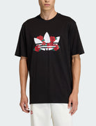 Adidas T-shirt Trifoglio Series Roses KS7621 Nero – t-shirt uomo indossata, vista frontale
