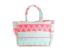 Borsa a spalla Marc Ellis Buby M Indy 26 Variant 03 – vista frontale, trama in cotone intrecciato con perline multicolore e scritta logata ricamata
