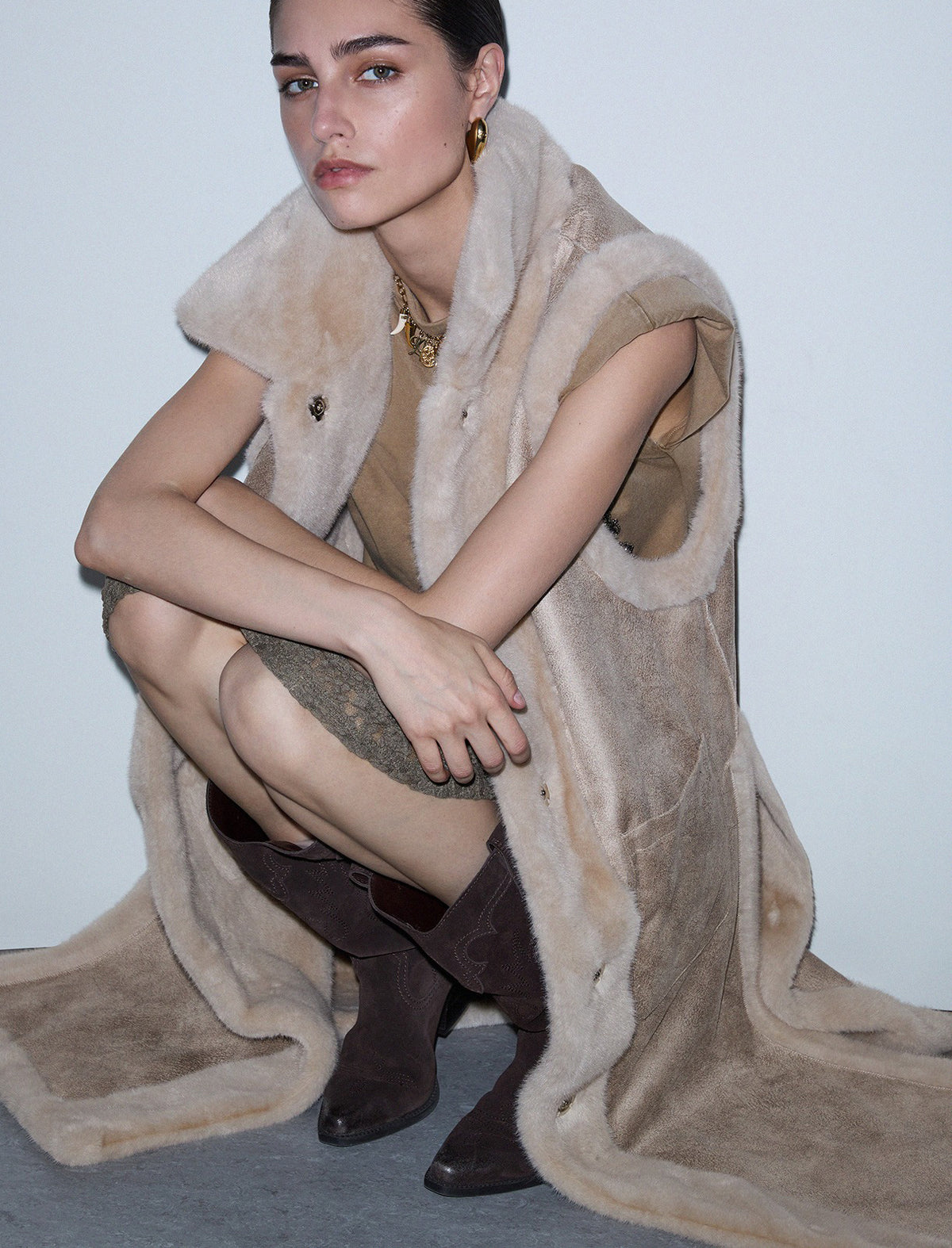 Gilet in montone sintetico Liu Jo 2F6050 T0300 Burro
