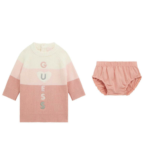 Set Abito in maglia e mutandina GUESS A5BK07 White/Pink Bambina