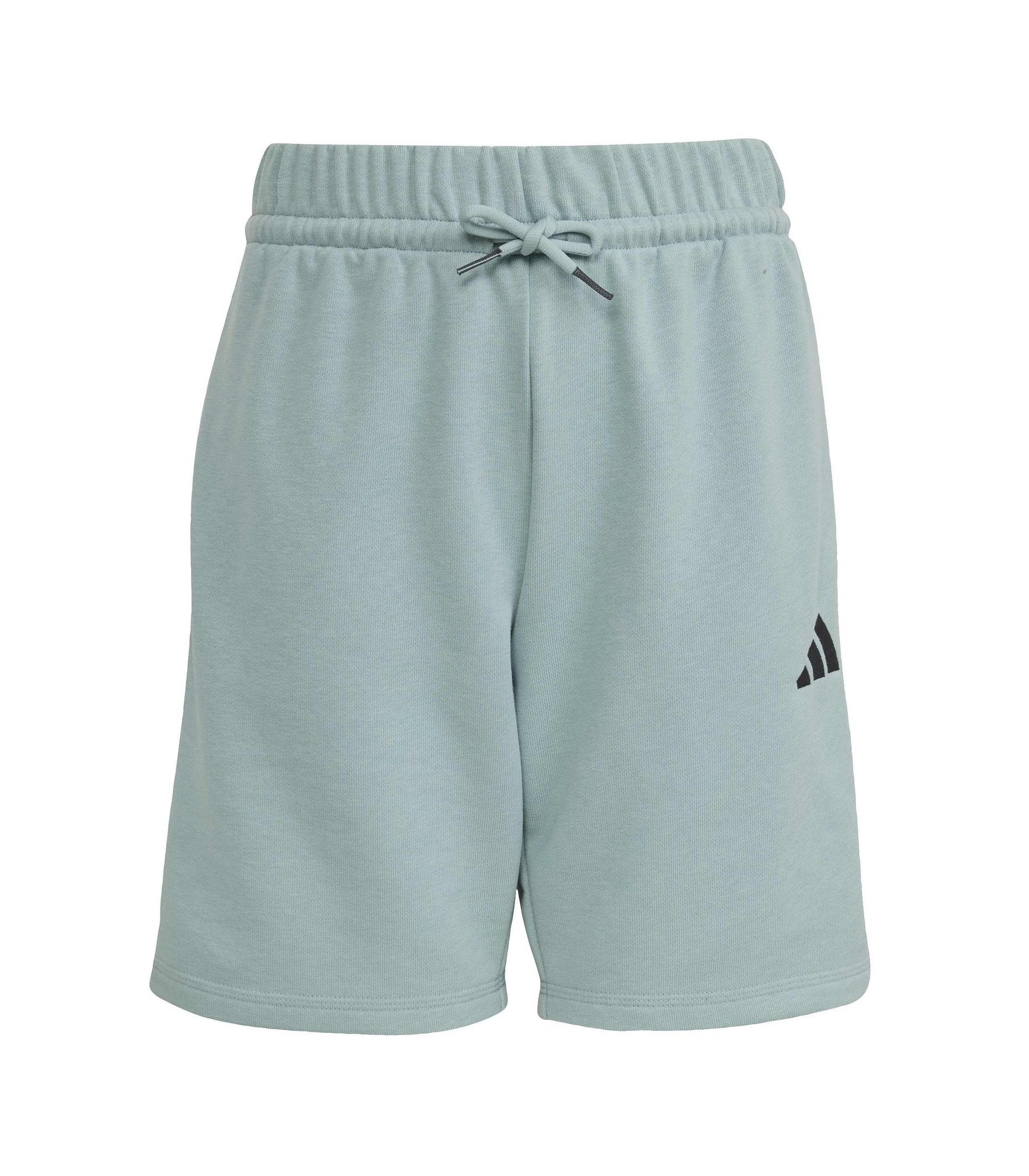 Adidas Shorts Slogan KG5194 Tactile Green – shorts bambino distesi, vista completa