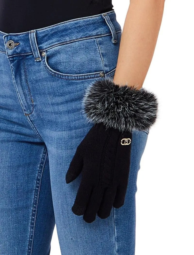 Guanti con Fakefur 2F6055 MAA06 Nero