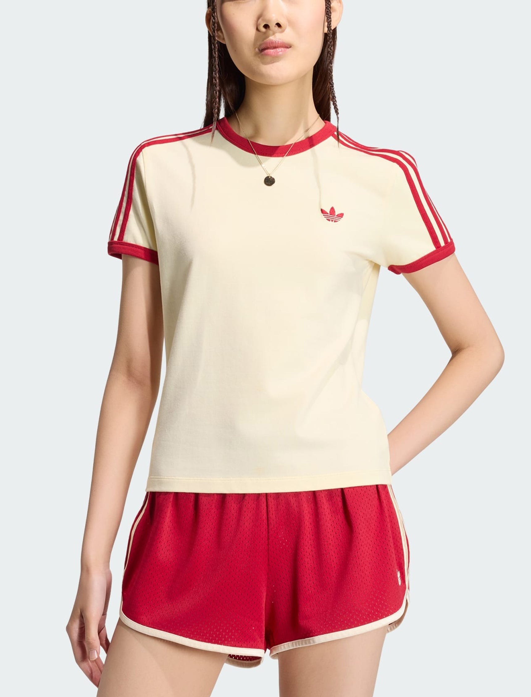 T-Shirt Adidas 3 Strisce Slim KS4780 Warm Vanilla / Team Victory Red