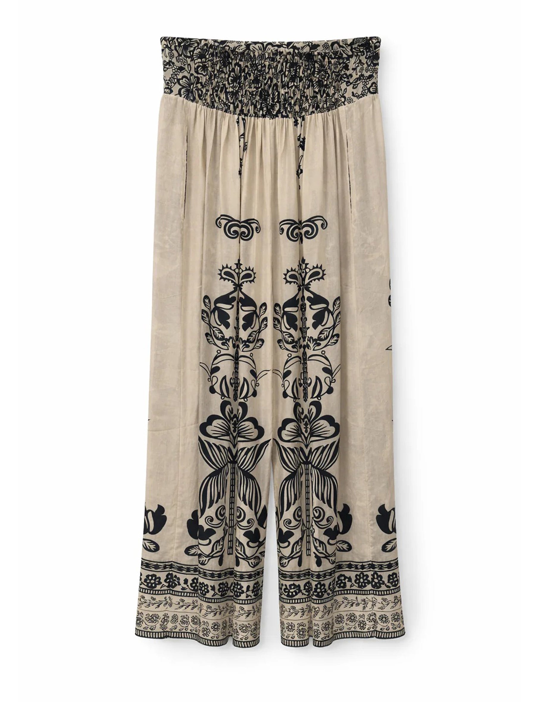 Pantaloni a palazzo Pahiesa PAG2603 Ecru/Black