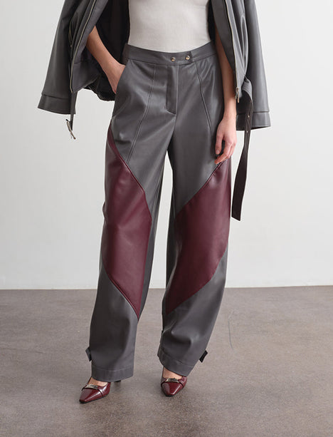 Pantalone con inserti a contrasto JIJIL JPI25PA394.0EP0031 Grigio/Vino Donna