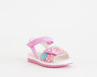Sandalo Lelli Kelly Eloise bambina fuxia con decorazioni floreali perline e paillettes ricamate