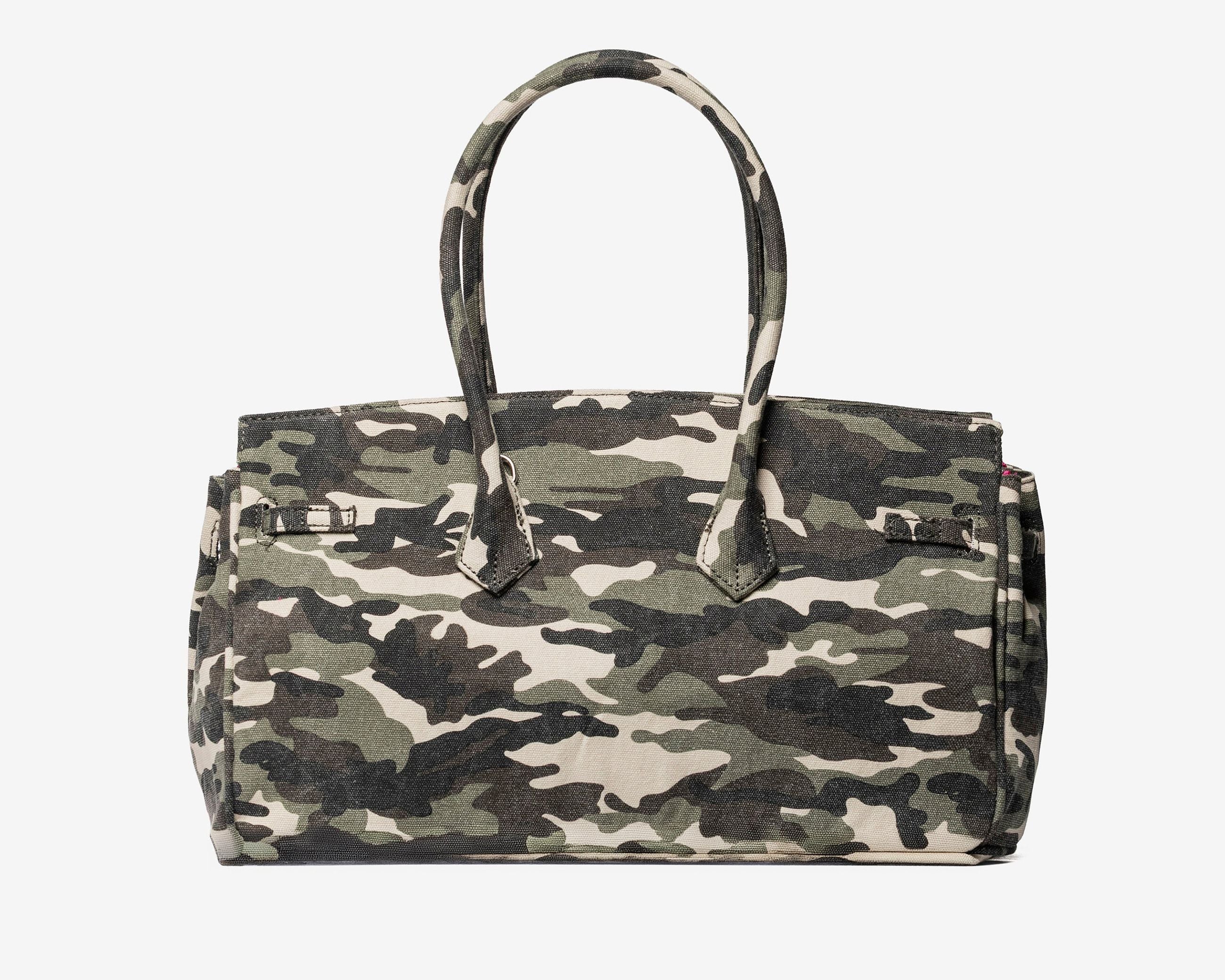 Borsa a spalla Sécret Pon-Pon Grace Canvas M Camouflage Donna – tracolla regolabile, chiusura zip, H.24,5xL.40xP.15 cm
