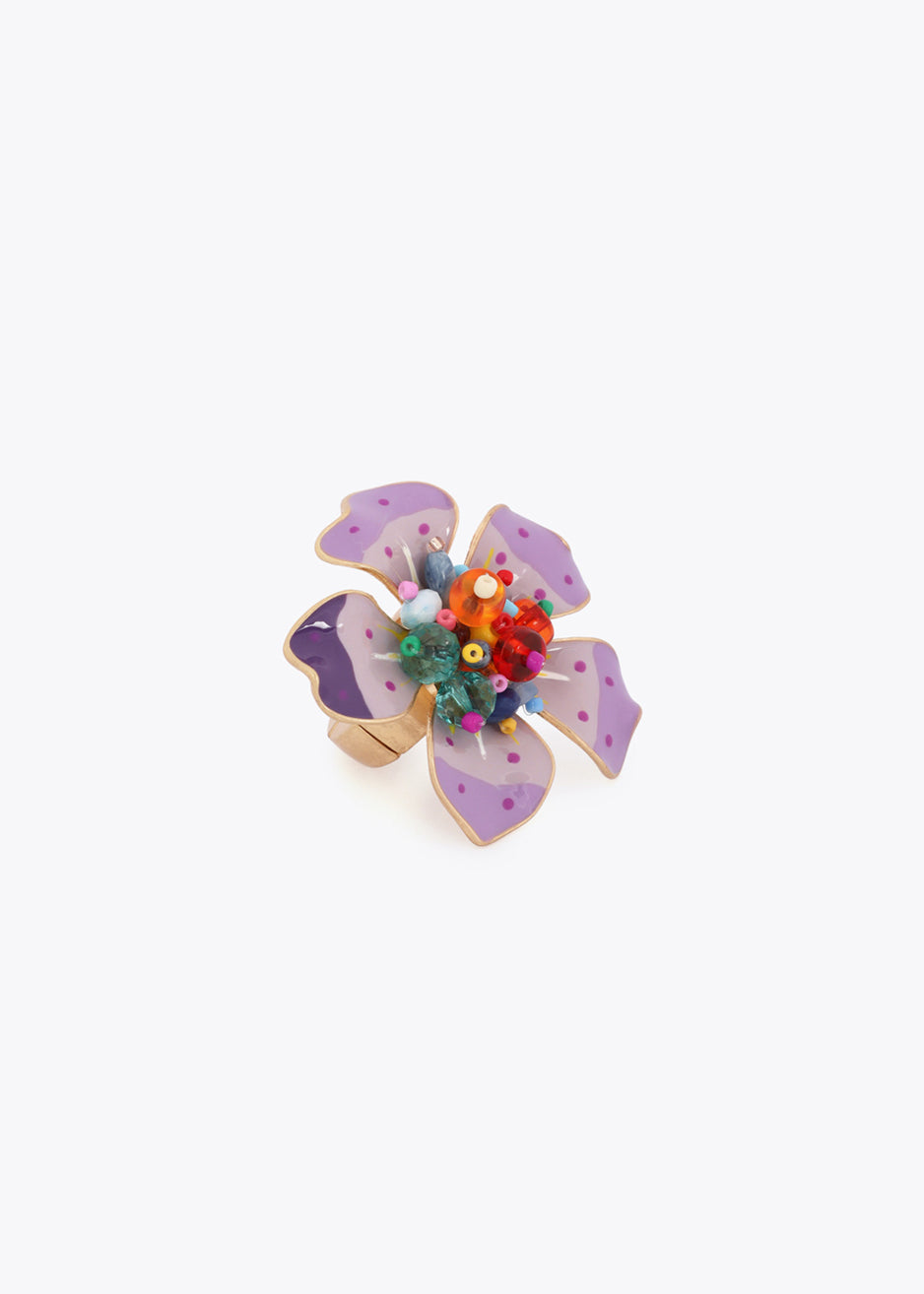 Anello a forma di fiore laccato con perline Lola Casademunt LS2603046 Metal/Multicolor Donna