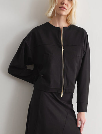 Giacca corta in tessuto tinta unita JIJIL JPI25GI058.0JE0138 Nero Donna