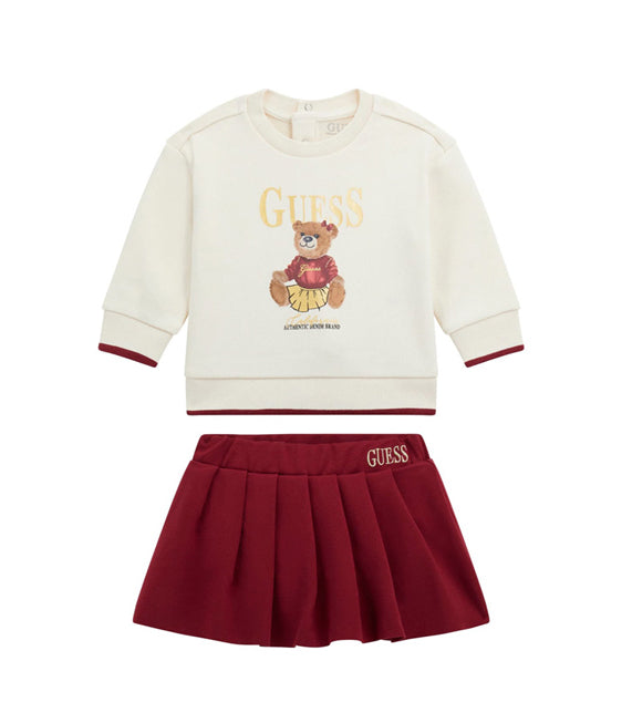 Set felpa+gonna GUESS A5BG01 Cream White Bambina