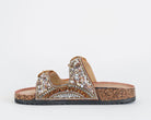 Sandalo basso donna EXE BB3918-18 Camel Bronze con fibbie decorate da corallini e strass