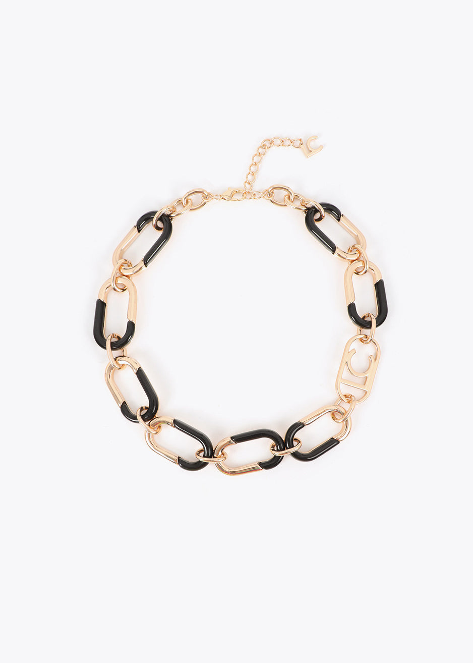 Collana a catena in oro e acrilico Lola Casademunt LS2603042 Nero/Metal Donna