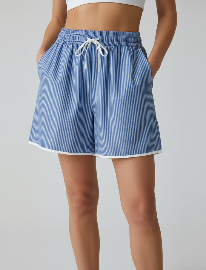 Pantaloncino a righe Vicolo TAB2319 Royal/Bianco