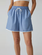 Pantaloncino a righe Vicolo TAB2319 Royal/Bianco