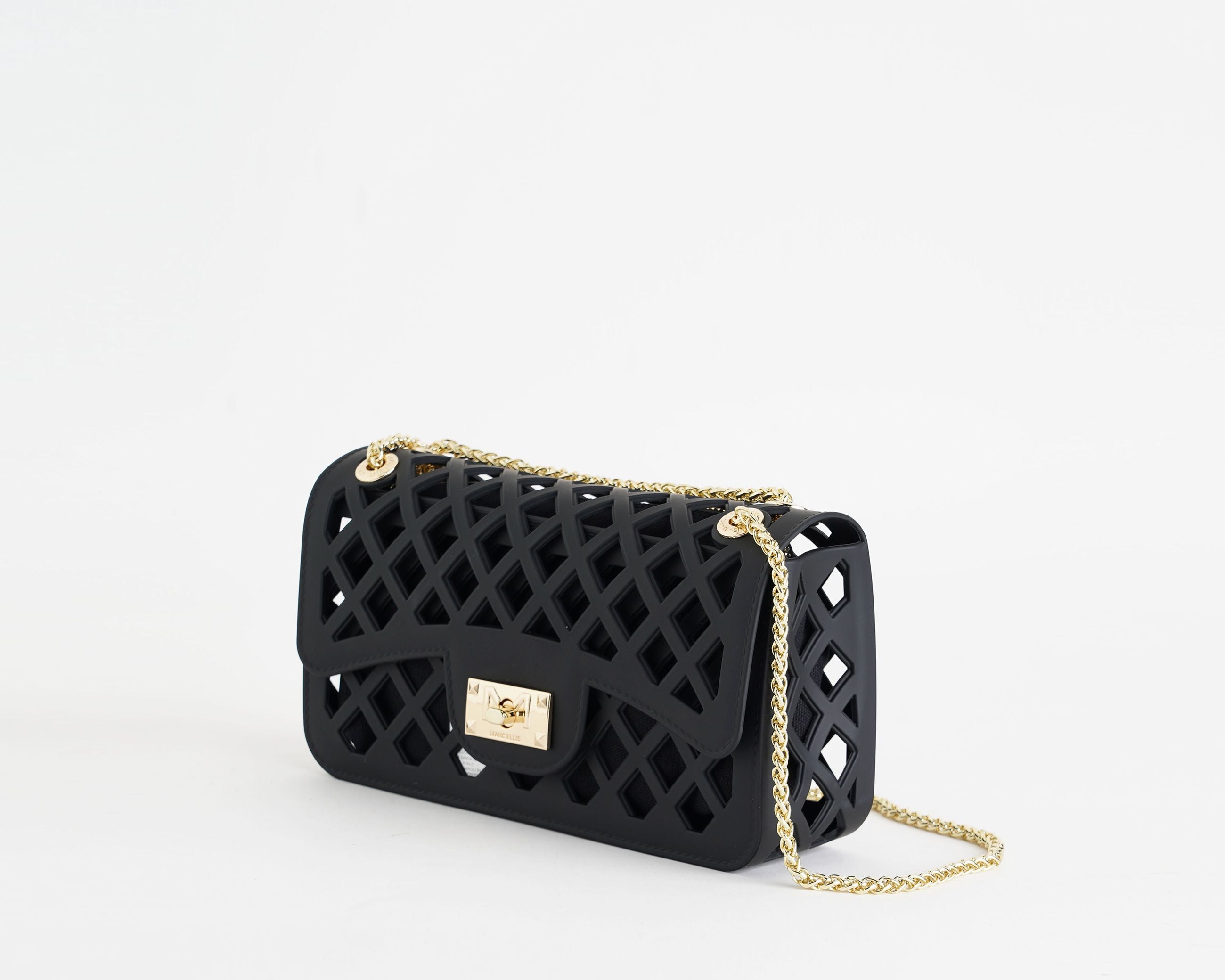 Borsa a spalla Marc Ellis Flat Basket Donna Black Light Gold – Vista laterale