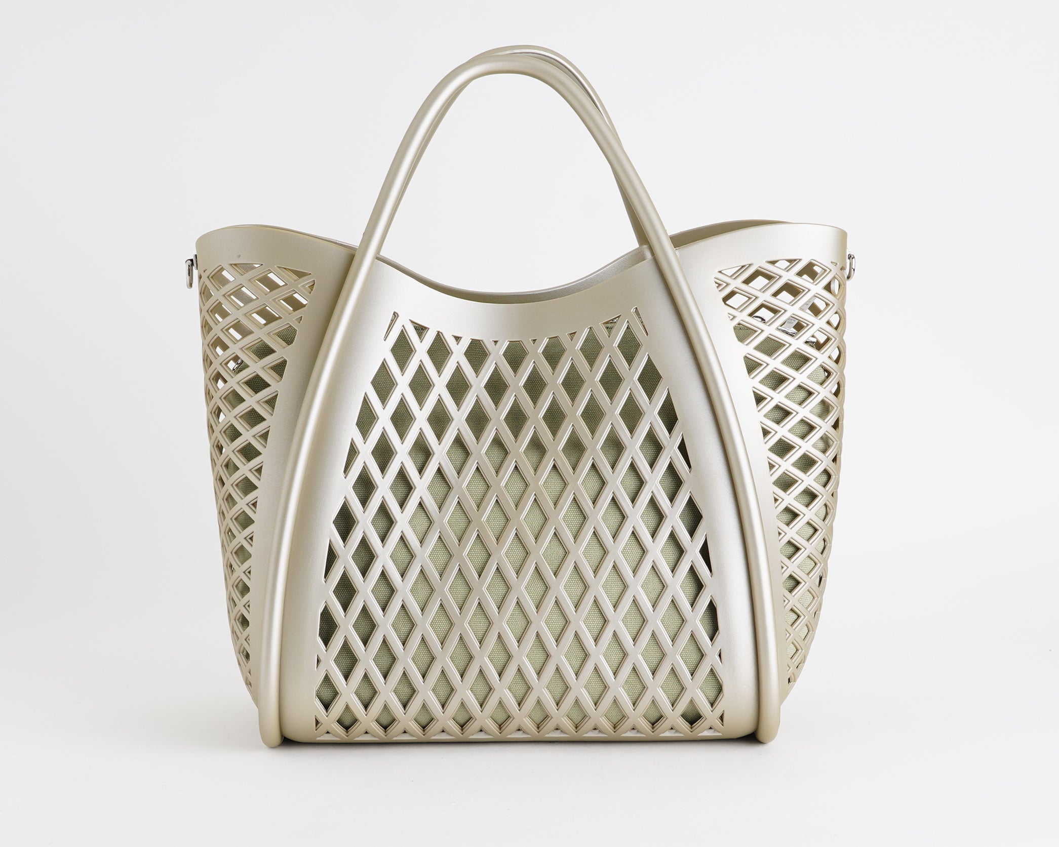 Borsa a mano Marc Ellis FLAT BASKET M Donna Khaki Silver - Vista posteriore