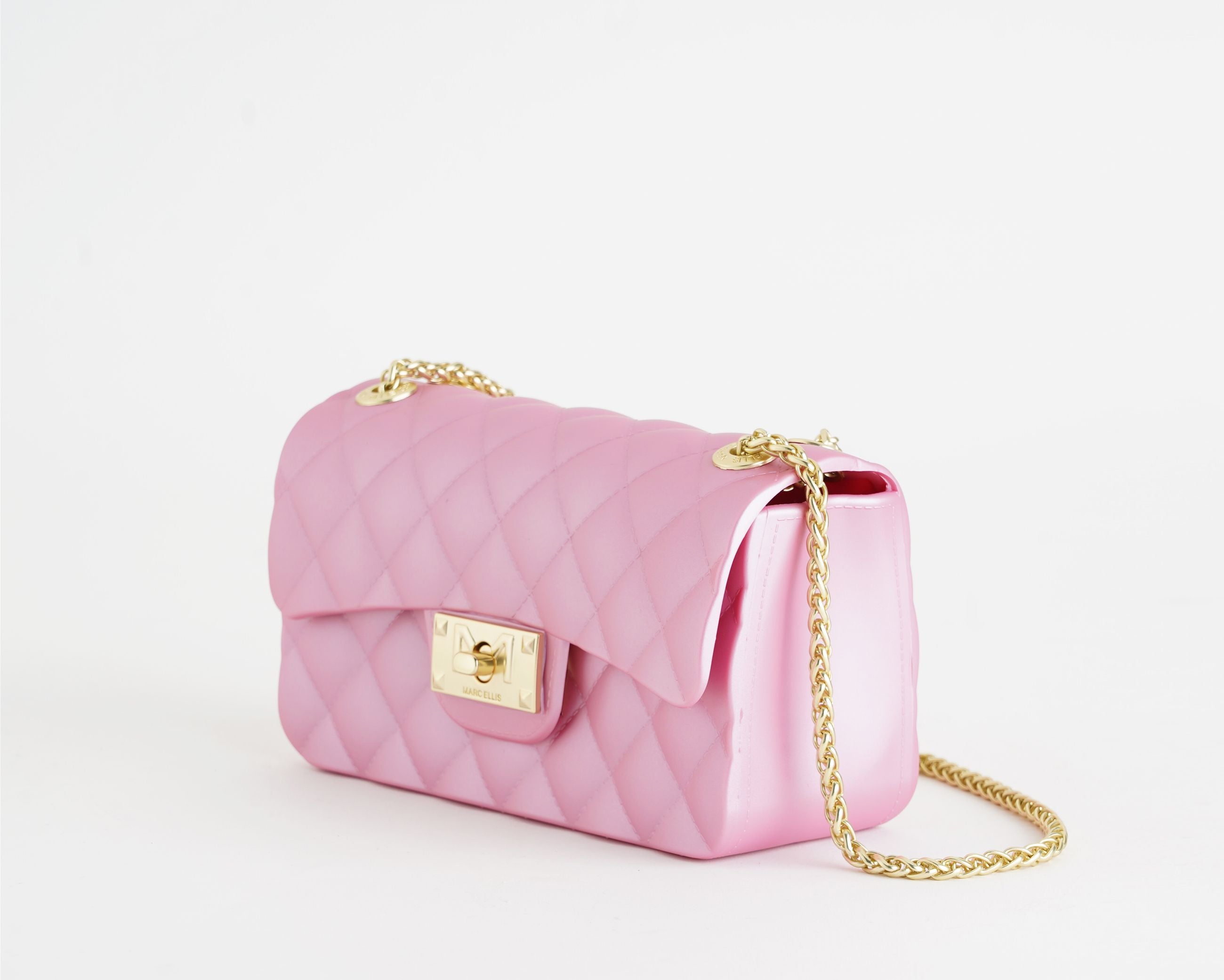 Borsa a spalla Marc Ellis Flat Falcon XS Donna Cashmere Rose Matt Gold - Vista laterale
