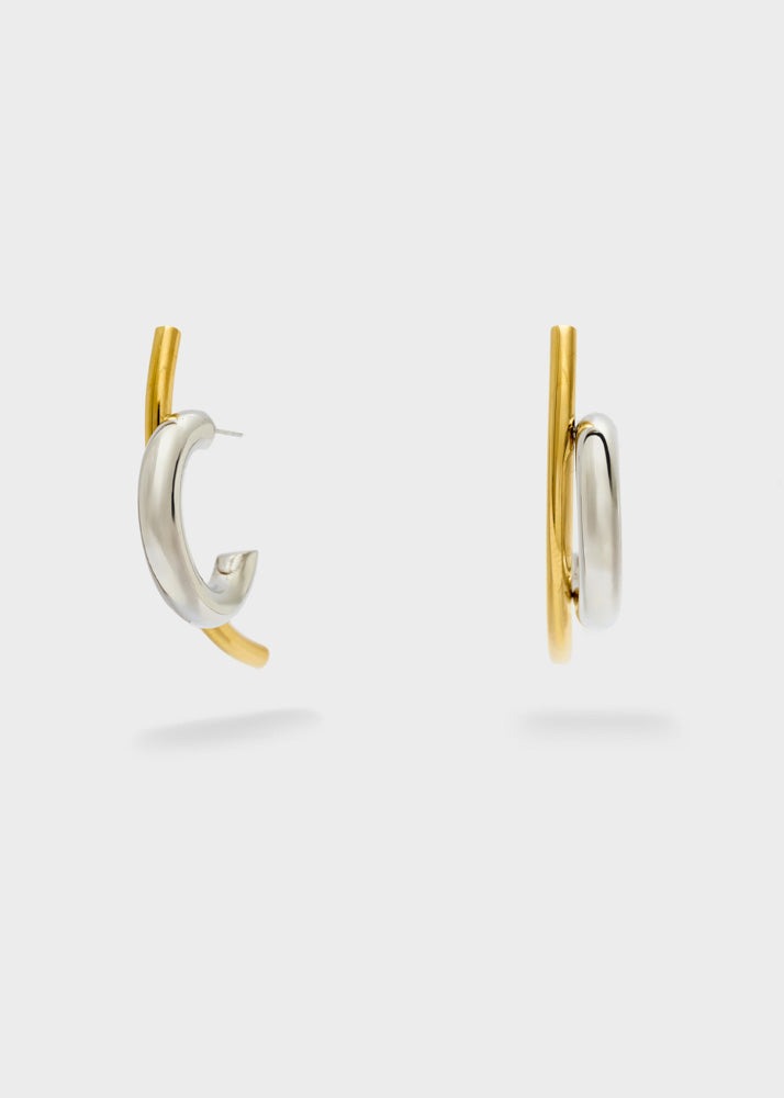 Orecchini con cerchi intrecciati Nalì DWOR0281 Oro/Argento Donna