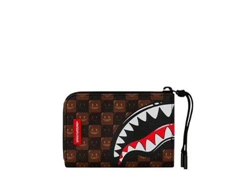 Portafoglio Sprayground  Shark In Paris Wtf Bubble Brown Check Wallet 910W3902NSZ Unisex Uomo Donna