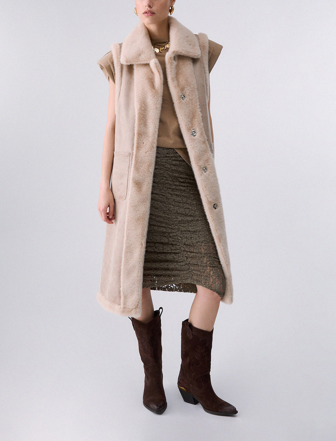 Gilet in montone sintetico Liu Jo 2F6050 T0300 Burro
