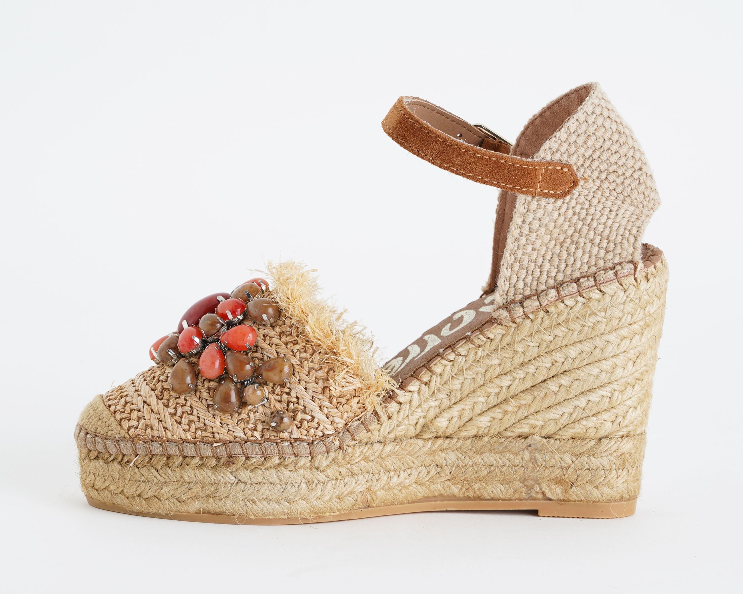 Espadrillas con zeppa  Vidorreta 122P Etnica Rojo