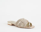 Ciabatta con strass L'Amour by Albano AV7028 Donna Platino – vista semilaterale, calzata slip-on con tomaia in tessuto con strass
