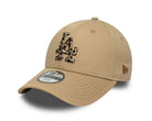 Cappellino New Era 9FORTY LA Dodgers MLB Animal Infill beige bambino – vista semi-laterale con New Era Flag ricamata