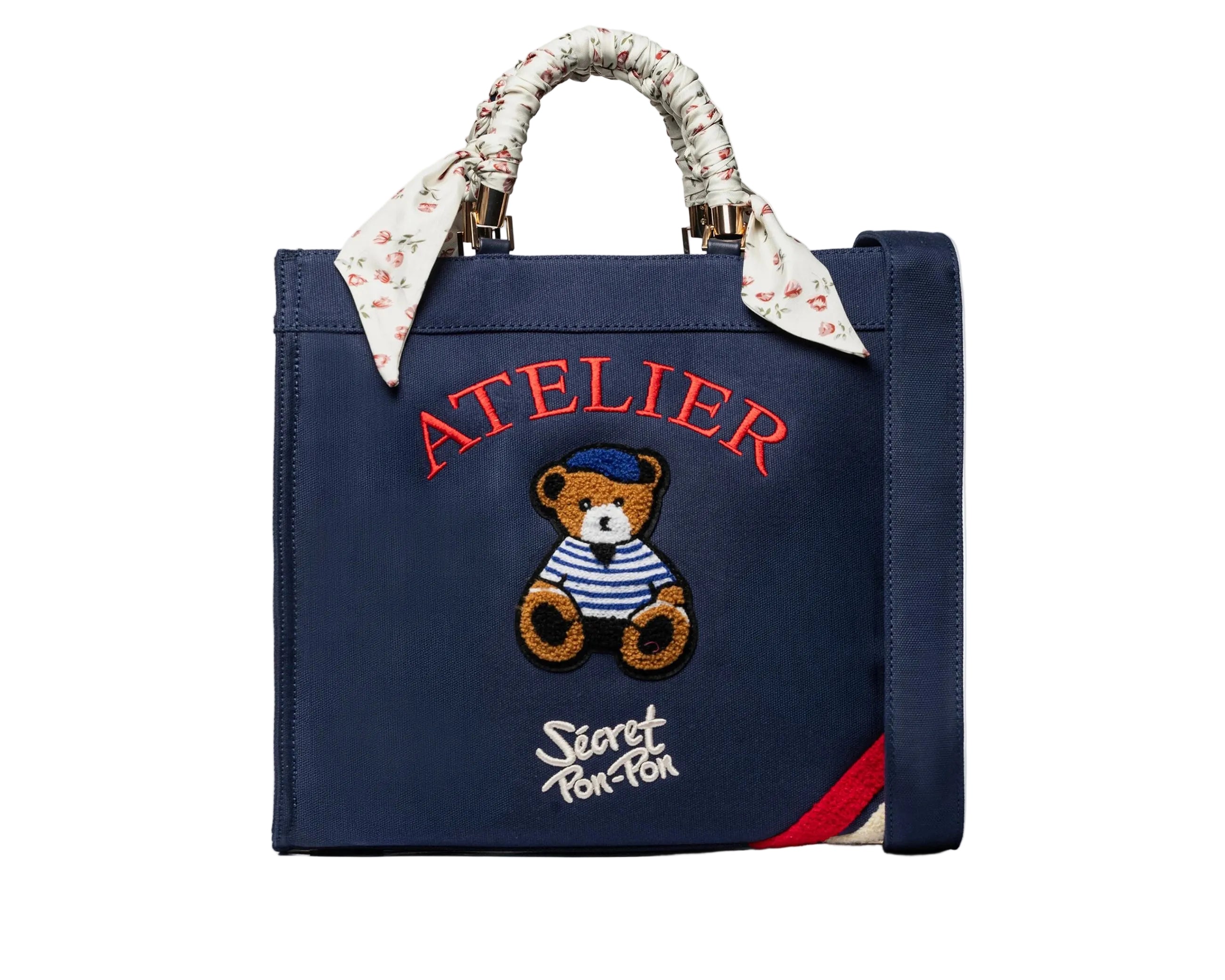 Borsa a mano Sécret Pon-Pon Saint Tropez Bag M Blu Navy Donna – tracolla regolabile, chiusura zip, H.31xL.35xP.14 cm
