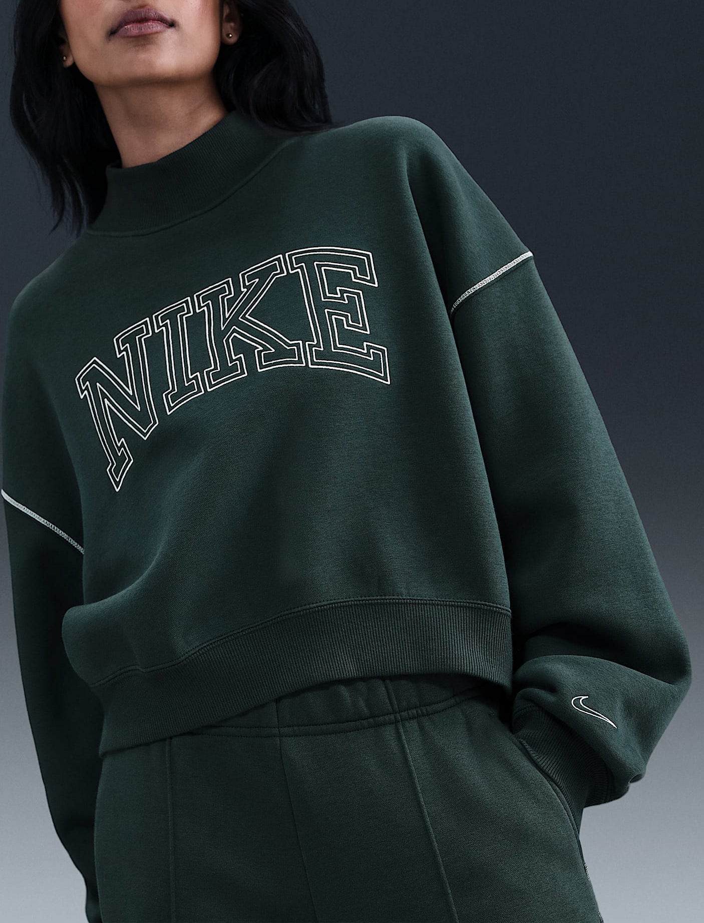 Felpa NIKE SPORTSWEAR PHOENIX LOGO MOCK NECK IM7490-390 Donna