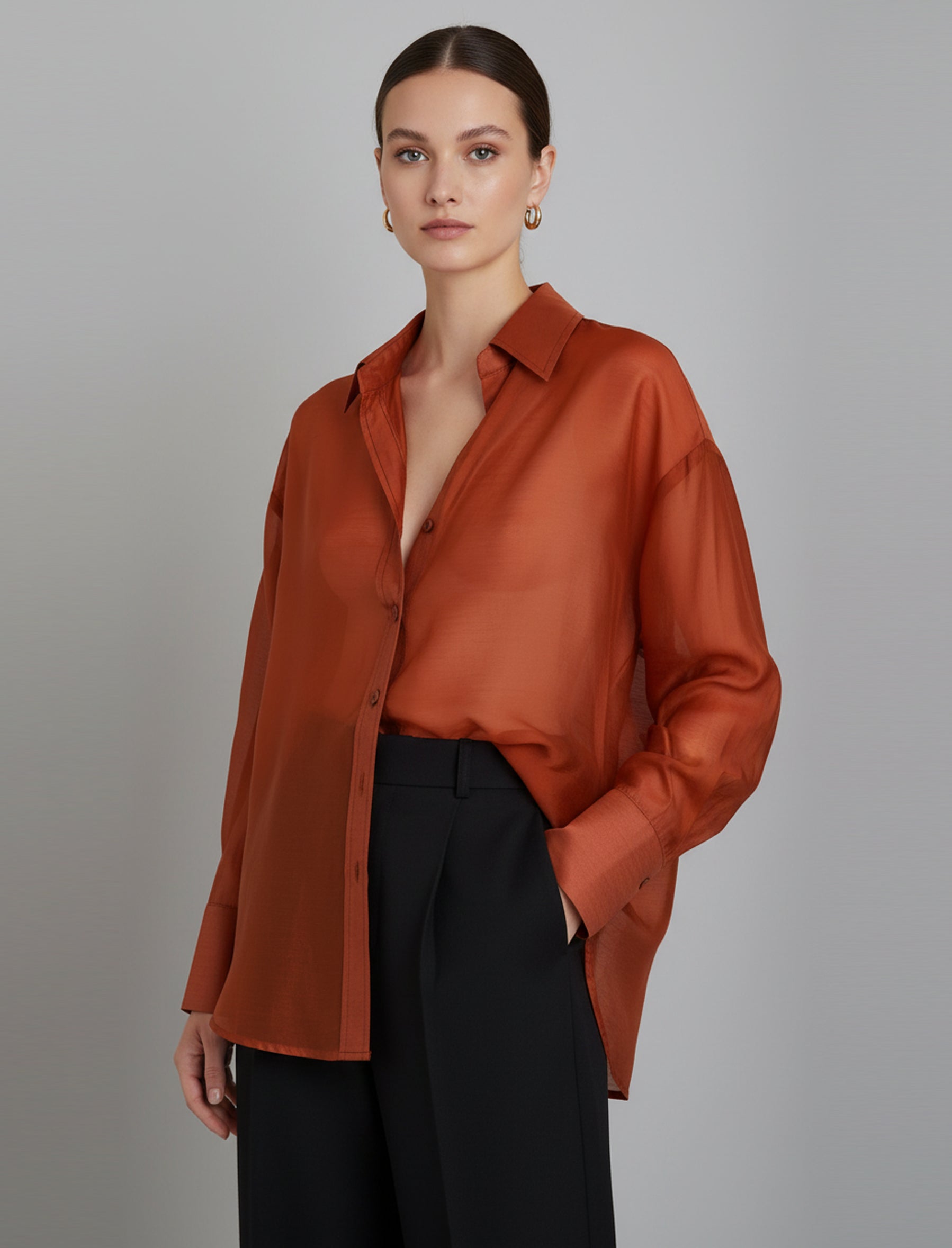 Camicia Anonyme Tencel Summer Shirt P26SB238 Brick