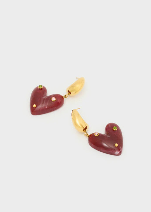 Orecchini Nalì Sof Cuore Con Pietre LNOR0146 Oro/Rosso