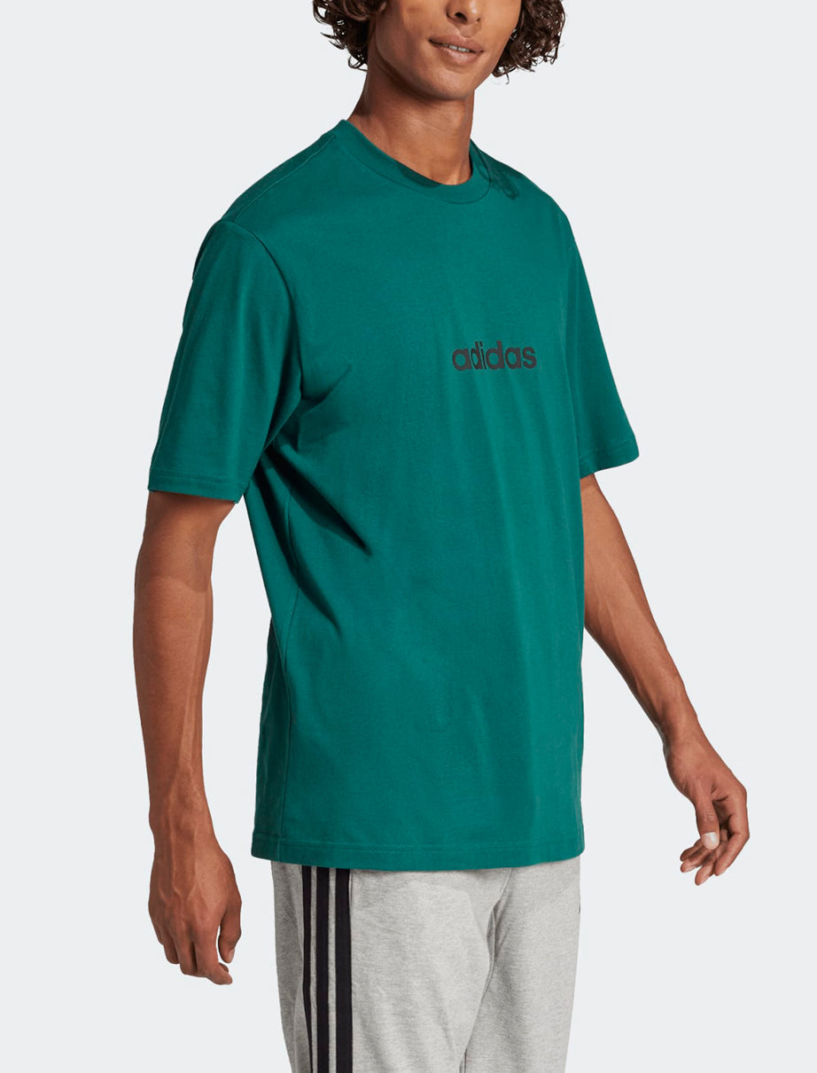 T-Shirt Adidas M Lin Sj T JE8997 collegiate green cotone uomo vista semi laterale