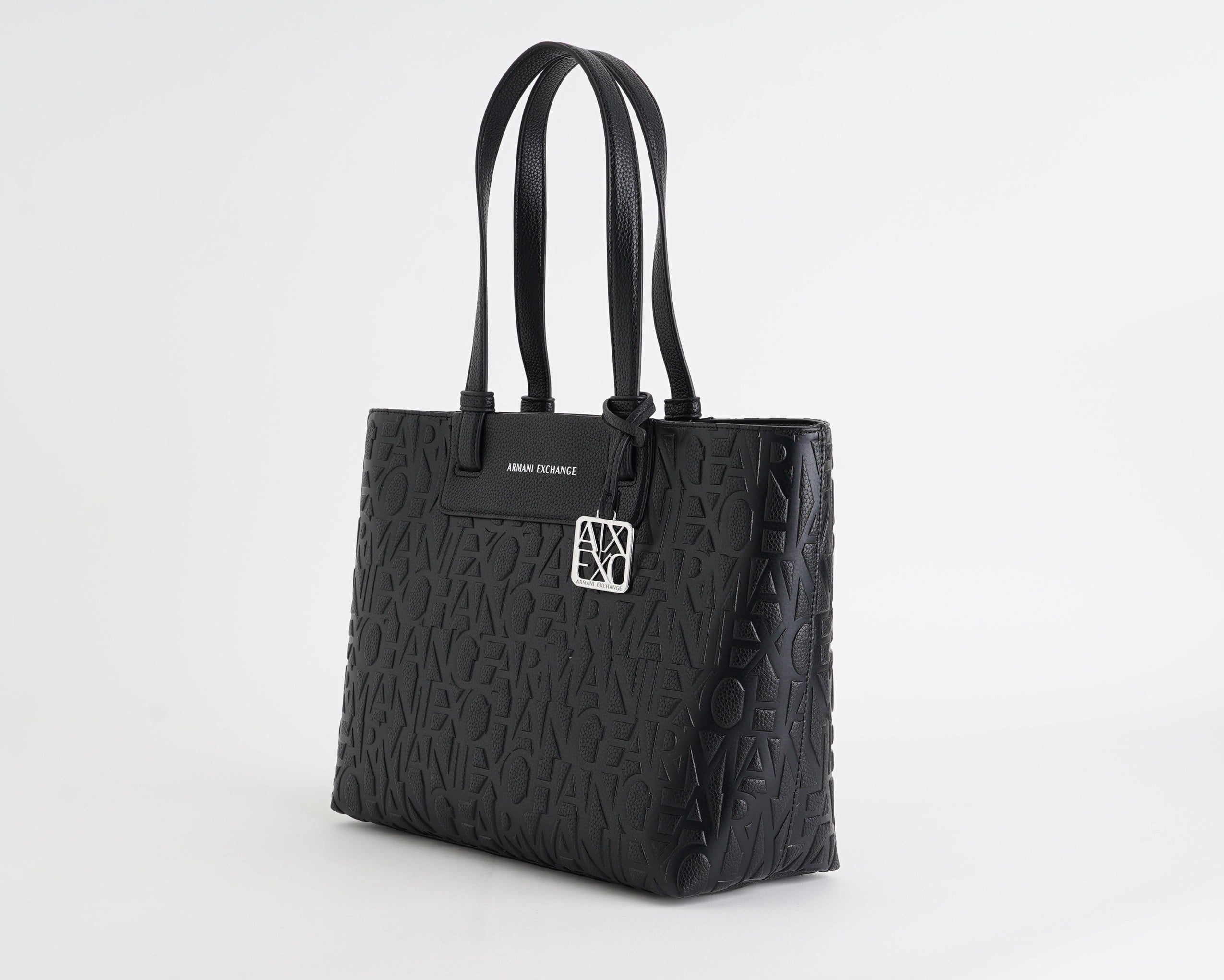 Shopping Bag ARMANI EXCHANGE XW001481AF15774 BLACK - similpelle, logo all-over, donna