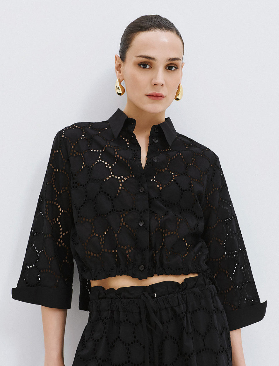 Camicia ricamata Access Fashion 63-7010-0302 Nero Donna