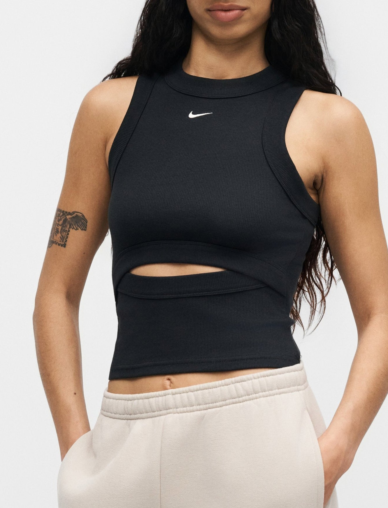 Canotta Nike Sportswear Chill Knit IF0238-010 donna colore Black/(Sail)