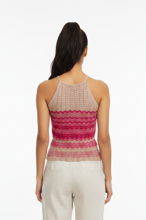 Top a maglia zigzag - vista posteriore schiena coperta