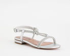 Sandalo basso Bibi Lou Myna 956Z00HG da donna, tomaia in tessuto con strass e similpelle argento