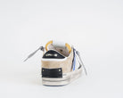 Crime London SK8 Deluxe sneakers uomo bianco beige nero, tomaia in pelle e suede, effetto vintage, Made in Italy