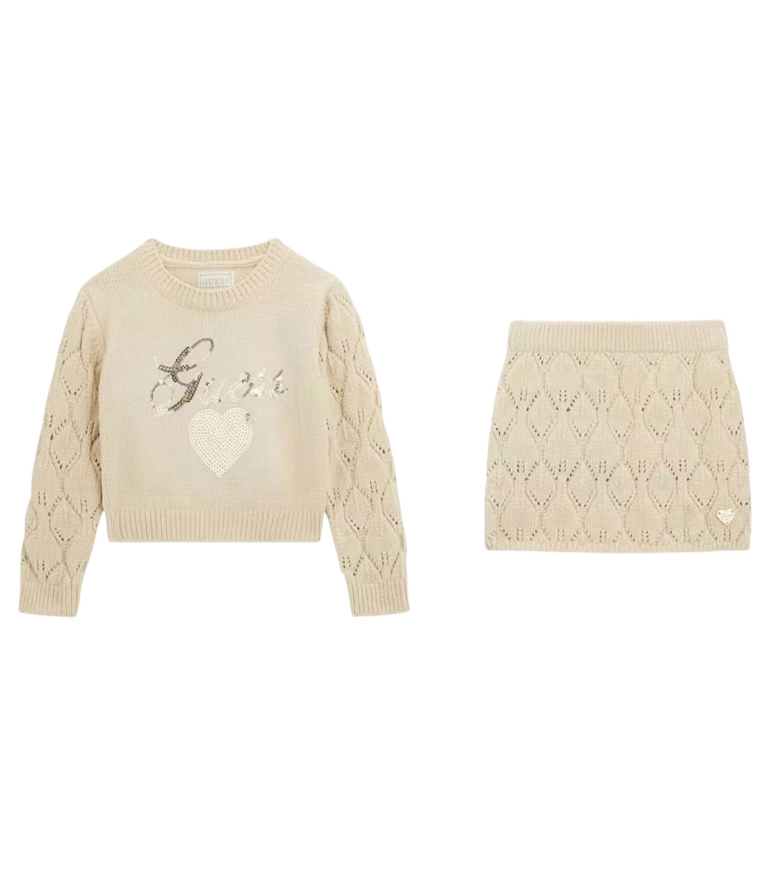 Set GUESS Cenille Sweat Skirt K5BG01 Nocciola toni caldi Bambina